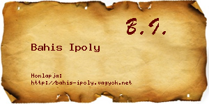 Bahis Ipoly névjegykártya